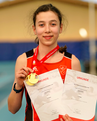 Lotte Becker Gold Platz 1 Badischer Meister Landesmeister Weitsprung 5er Sprung